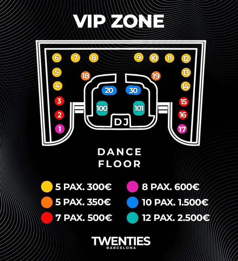 twenties barcelona plano mesa vip
